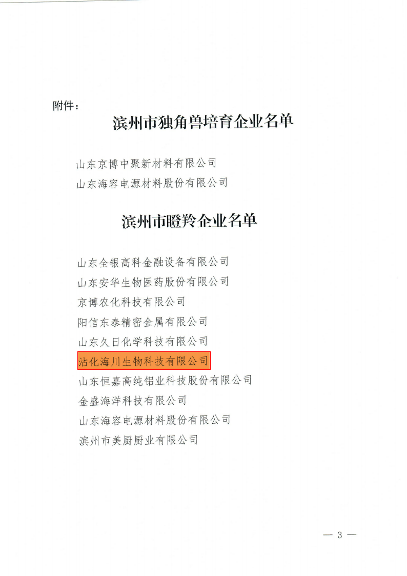 滨州市“瞪羚企业”、“隐形凯发K8国际首页,凯发k8娱乐平台,K8凯发·国际官方网站企业”